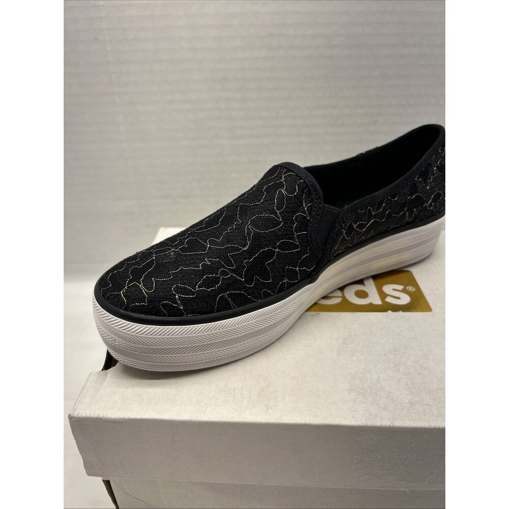Keds Triple Decker Lace Celebration Black Shot Through w/ Gold Women Sz 6 NEW - Picture 2 of 8